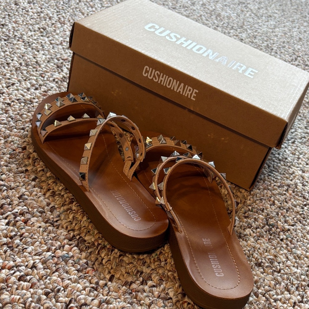 Tan Studded Women's Sandals